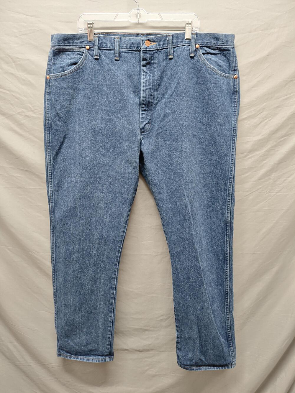 Wrangler Jeans Mens 44x32 Blue Denim Cowboy Cut Original Fit Prewashed 13MWZPW